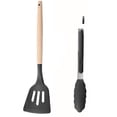 thumbnail image 1 of Juego de utensilios de cocina de silicona, 2 uds., resistentes al calor, mangos de madera para utensilios de cocina antiadherentes, 1 of 5