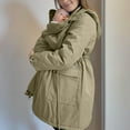 thumbnail image 5 of Tdoqot Womens Maternity Parkas Coats with Hood- Warm Full Zip Casual Big Pockets Winter Clothes Beige Size S, 5 of 8
