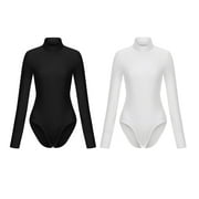 Women's Basic Mock Neck Slim Fitted Long Sleeve Pullovers Tee Tops Bodysuits