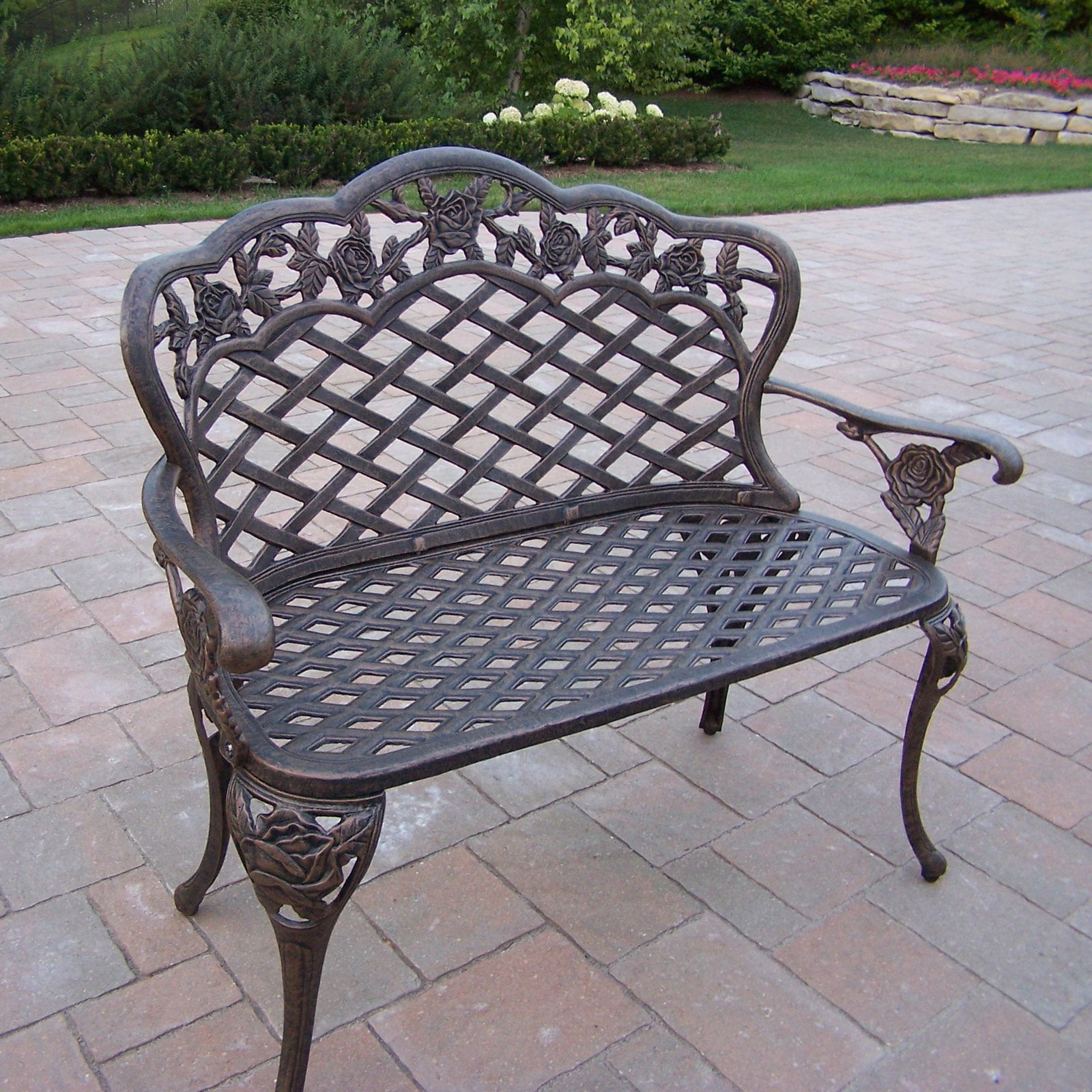 Antique Bronze Oakland Living Texas Cast Aluminum Rose Loveseat