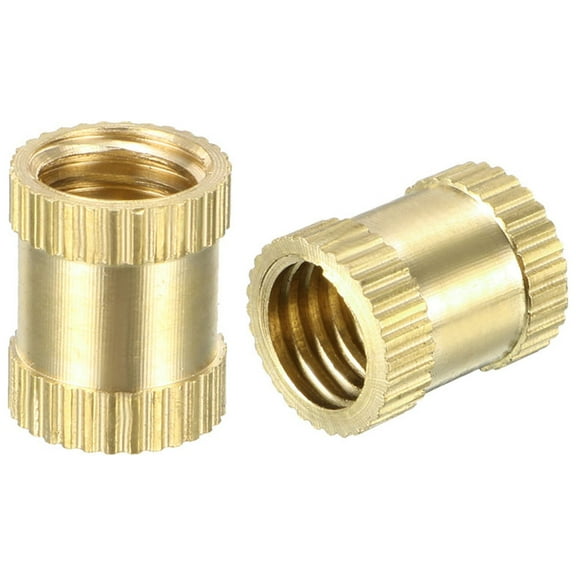 M8 x 12mm(L) x 10mm(OD) Brass Knurled Threaded Insert Embedment Nuts 10 Pcs