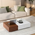 thumbnail image 6 of Yesurprise Modern Coffee Table, Rectangular Modern Style Coffee Table with 2 Storage Drawers, Retro End Table for Home, Office, Living Room, Waiting Room, 6 of 7