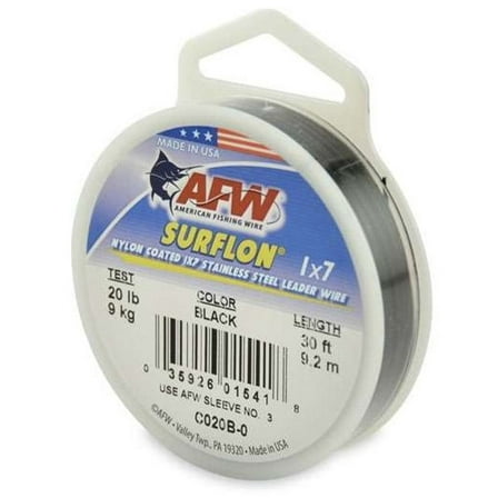 AFW C020B-0 Surflon Nylon Coated 1x7 Stainless Leader Wire 20 lb 9