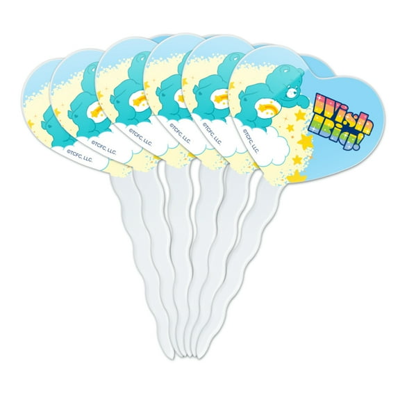 Care Bears Wish Big Heart Love Cupcake Picks Toppers Decoration Set of 6