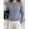 thumbnail image 3 of PRETTYGARDEN Cardigan Sweaters for Women Scalloped Button Up Fall Outfits Soft Knit Long Sleeve Knit Tops,Crew Neck,Business Casual Outfits,Office Work Lightweight Sweater,Layers Clothes, 3 of 9