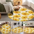 thumbnail image 5 of Round Rugs 4 Ft, Golden Chrysanthemum Non Slip Area Rugs for Kitchen Bedroom Entryway, Farmhouse Bees Floral Burlap Washable Carpet Runner Rug Floor Mats for Bedroom Home Decor, 5 of 8