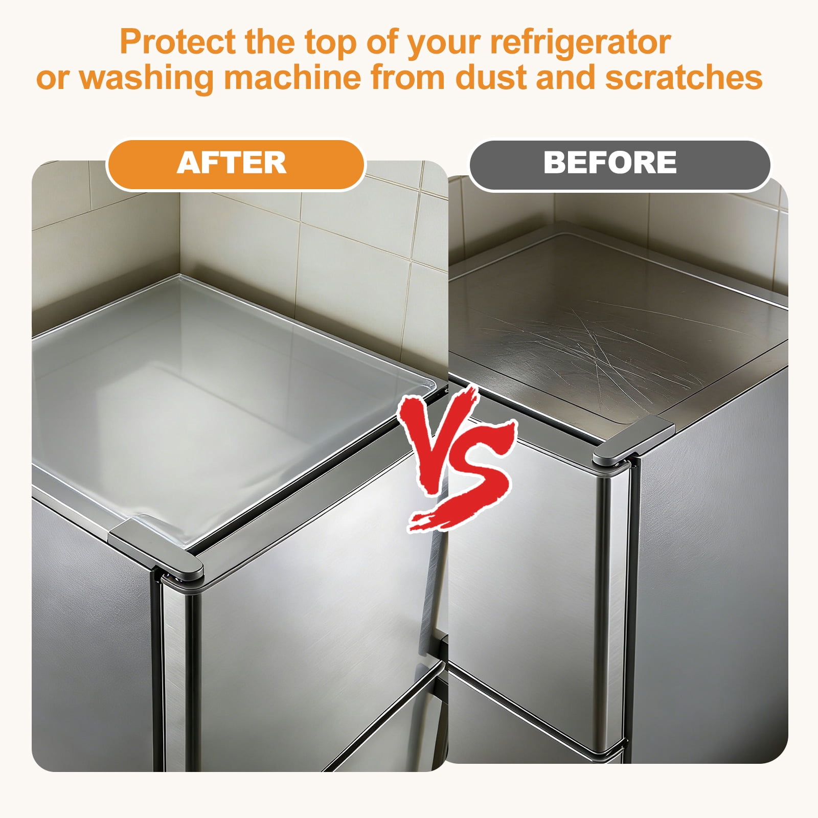 Uxcell Fridge Dust Cover (16''x 20'', Transparent) - Dustproof Refrigerator Top Covers Anti-Slip Washer Dryer Top Protector Mat for Freezer/Furniture/Home/Kitchen