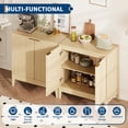 thumbnail image 2 of Modern Fluted Sideboard Buffet Cabinet – 32 Inch Console Table with Adjustable Shelf, 2 Doors, Ideal for Living Room, Dining Room, Kitchen, Entryway – Oak Color, 2 of 7