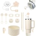 thumbnail image 1 of 11PCS de accesorios para Stanley taza 40oz, 6 tapones antidesbordamiento, 2 cubiertas para pajitas, 2 colgantes encantos, 1 bota, accesorios de silicona para 40oz y 30oz (Beige), 1 of 4