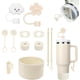 thumbnail image 1 of 11PCS de accesorios para Stanley taza 40oz, 6 tapones antidesbordamiento, 2 cubiertas para pajitas, 2 colgantes encantos, 1 bota, accesorios de silicona para 40oz y 30oz (Beige), 1 of 4