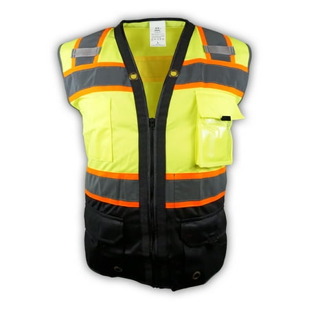 

Surveyor Black/Lime Two Tones Safety Vest ANSI/ISEA 107-2015/ Photo ID Pocket (2X)