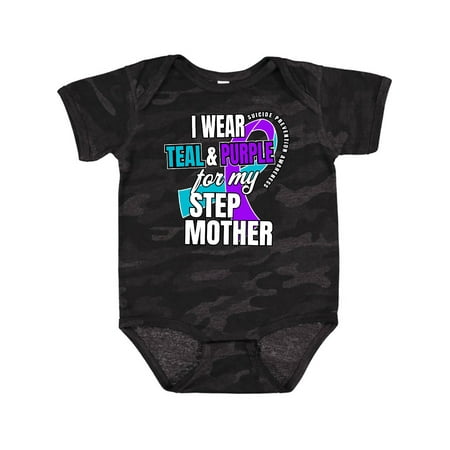 

Inktastic Suicide Prevention I Wear Teal and Purple For My Step Mother Gift Baby Boy or Baby Girl Bodysuit