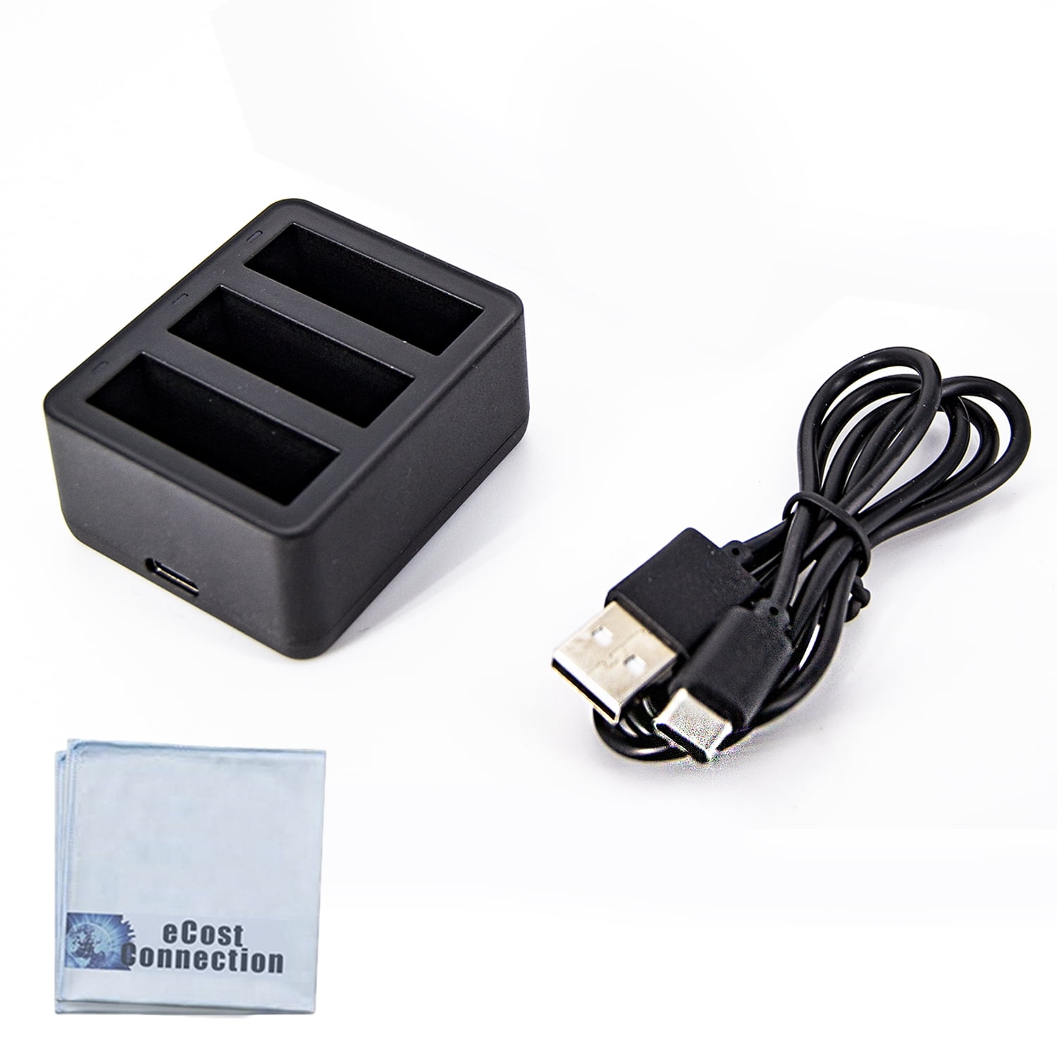 eCostConnection Battery Charger with Triple Battery Slots and USB Type