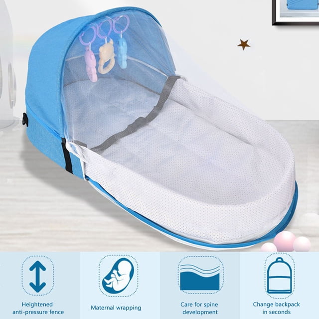 Cuna de viaje para bebé con mosquitera y toldo Cuna portátil para bebé Bolso cambiador Cuna plegable para bebé con mosquitera Cuna nido para bebé