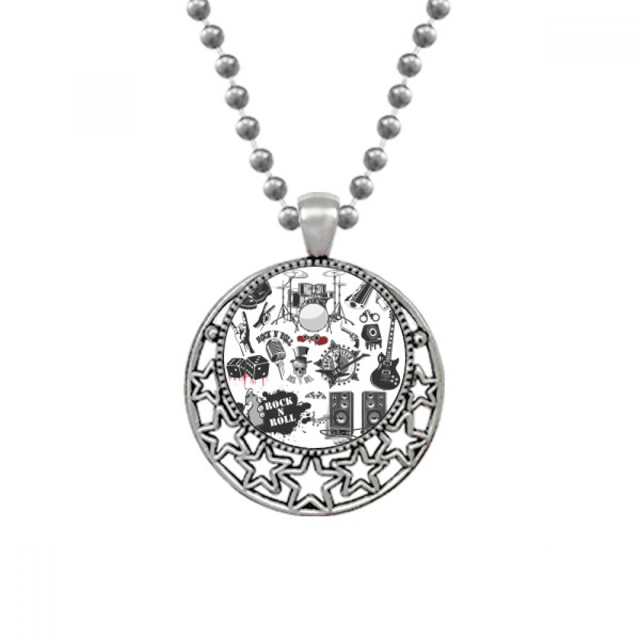 Instrumentos de musica combinacion ilustrar patron Collares Colgante Retro Moon Stars Jewelry Unbranded M