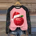 thumbnail image 2 of Pisexur Sweatshirts de Noël pour Femmes Mode Vacances Imprimé Graphique Pomme Rouge Pull Décontracté Manches Longues Col Rond Chandails en Molleton Amples Confortables Automne pour Femmes, 2 of 3