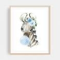 thumbnail image 2 of Zebra, Jungle Animals, Safari Animals, Bubble Gum, Blue Flowers, Boy Nursery - Illustration Watercolor Animal Floral Whimsical Humor Wildlife Unframed Wall Art Print 24 x 30 inches, 2 of 13