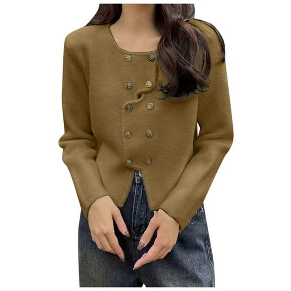 Wyzesi Oversized Denim Jacket With Hood Women's Double Knit Sweater Trendy Fall Winter Style Cardigan In Small Boucle Design Fleece Jacket Women Big And Tall Womens Winter Coats Plus Size Mid Length