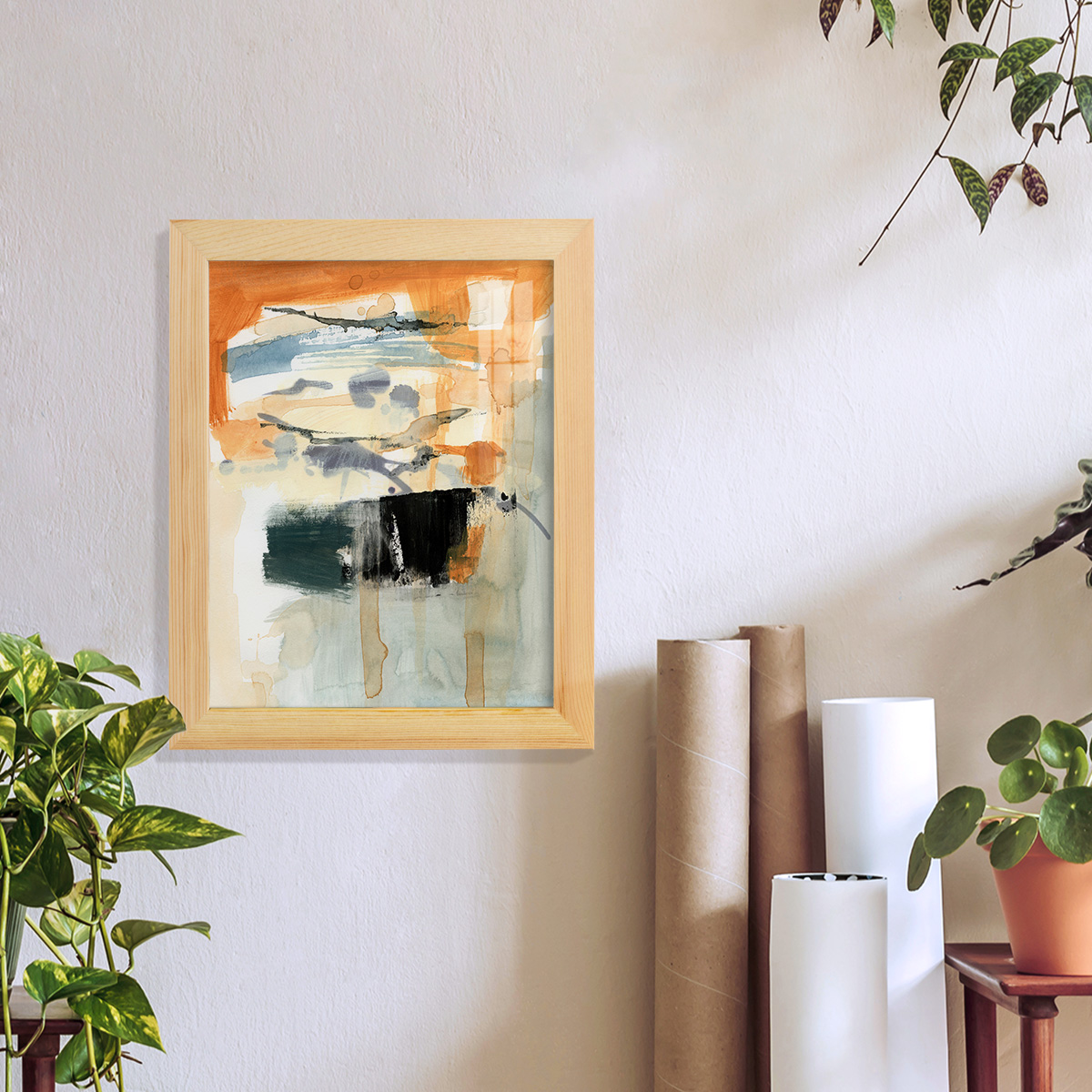 Seria I - Framed Print w/glass - Natural Wood