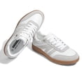 thumbnail image 3 of LUCKY STEP Womens Classic Retro Gum Sole Fashion Sneakers Genuine Leather Anti Slip Casual Shoes,White&Grey, 3 of 6