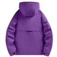 thumbnail image 5 of Women's Rain Jacket Zipper Packable Lightweight Windbreaker Water_Resistant Pullover Jackets with Hood Hiking Travel Cargo Jackets (Purple,M), 5 of 6