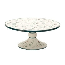 Pfaltzgraff Winterberry Round Cake Plate White with Green and Red Accents