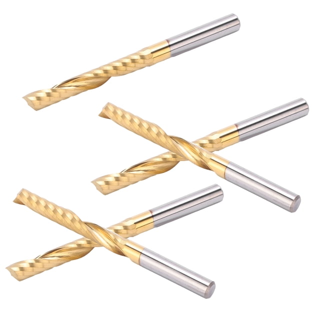 Brocas de Enrutador CNC de 5 Piezas Fresa de Extremo en Espiral Recubierta de Titanio HSS de 4 Mm con Vástago de 4 Mm Fresa de una Sola Flauta de 28 Mm Y Fresa de Longitud