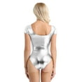 thumbnail image 2 of LiiYii Womens Shiny Metallic Solid Scoop Neck Short Sleeve Fitted Stretchy Bodysuit Dance Leotard Silver L, 2 of 7