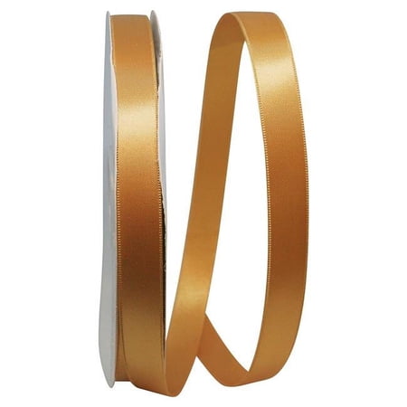 Reliant Ribbon - 5000-928-03C Double Face Satin Charm Dfs Ribbon Old Gold 5/8 Inch 100 Yards