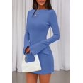 thumbnail image 3 of Vestido PRETTYGARDEN 2025 Mini Azul de Manga Larga y Cuello Barco Talla M, 3 of 8