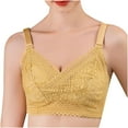 thumbnail image 3 of No Show Bras for Women Push Up Ladies Comfortable Breathable No Underwire Lace Small Bra Woman Underwear V-Neck Padded Bra Feature Hook and Eye Closure T-Shirt Bra Style Y-598 , Yellow M, 3 of 8