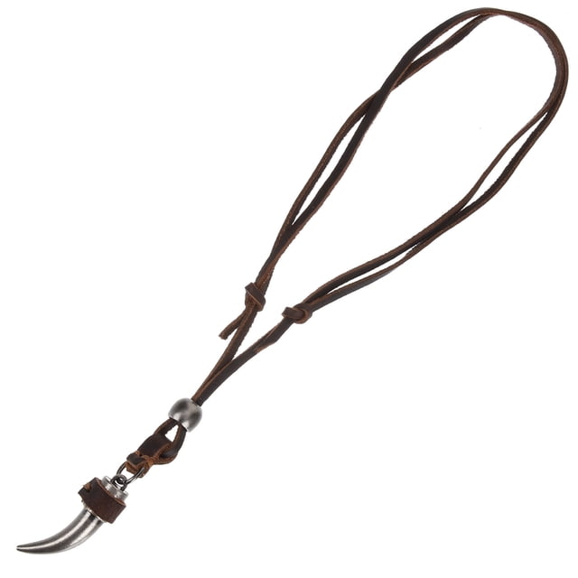 Collar de dientes de lobo para hombre, collar de cuerda de cuero, collar de colmillos de lobo, joyería vikinga