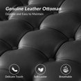 thumbnail image 3 of 37" Wide Genuine Leather Coffee Table Modern Square Ottoman Wooden Legs Home Living Room Black, 3 of 7