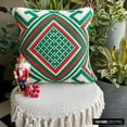 thumbnail image 6 of Christmas Decor Throw Pillow cover, 18"x18" Red & Green Jacquard Pillow Cover, Bohomenian, Moroccan & Contemporary Geometric Holiday Decorative Pillow Cover For Sofa Couch, Bed Room - Moorish Noel, 6 of 9