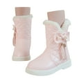 thumbnail image 3 of Girls Boots Girls' Autumn And Winter Snow Boots Thick Soles Non Warm Comfortable Solid Color Bow Boots Pink 6 Years-7 Years, 3 of 9