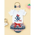 thumbnail image 2 of Sunisery My First 4th of July Outfit Toddler Baby Girl Romper Tops+ Shorts Independence Day Clothes Set, 2 of 6