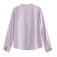 thumbnail image 4 of HYwys Spring Tops Women 2024 Summer Autumn Fashion Loose Standing Collar Long Sleeved Solid Color Shirt Thin Jacket Ladies T Women s Blouses Pink M, 4 of 6