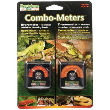 Penn-Plax Reptology Life Science Combo-Meters Hygrometer & Thermometer Terrarium Monitors, 2 pc Carded Pack