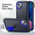 thumbnail image 2 of for iPhone 14 Case with Kickstand, [10FT Military Drop Protection] Rugged Heavy Duty Hard PC+Soft Silicone Rubber Bumper Hybrid Triple-Layer Case for iPhone 14, Darkblue+Royalblue, 2 of 8