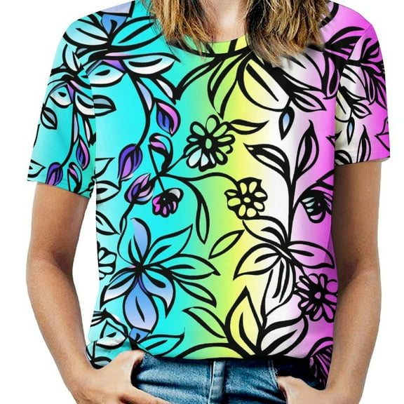 Animal Print Patterns Women's T-Shirt Short Sleeve T Shirts Tops Tee Ladies Loose T