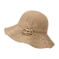 thumbnail image 5 of VOUZZA Sun Hat Womens Summer Knit Solid Color Flower Soft Foldable Wide Brim Beach Bucket Cap, 5 of 6