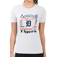 thumbnail image 4 of Women's G-III 4Her by Carl Banks White Detroit Tigers Super-Slim Fit Lightweight Collage Team Graphic Crew Neck T-Shirt, 4 of 5