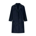 thumbnail image 4 of Hueook Winter Coat Women's Solid Color Long Sleeved Lapel with Lining and Pockets Coat Navy S, 4 of 9