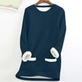 thumbnail image 2 of Dezsed Women's Sherpa Lined Sweatshirt Round Neck Pocket Thickened Plush Winter Warm Long Sleeve Pullover Tops B-Dark Blue XXXL on Clearance, 2 of 5