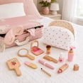 thumbnail image 5 of RNKR Wooden Pretend Makeup Kit for Toddlers for Girls with Lipstick, Mirror, Perfume, Powder & Cosmetic Bag – Play Makeup for Kids Ages 3+, 5 of 10