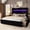 Black, variant on Amerlife 51.2" H Queen Size LED Bed Frame, Corduroy Upholstered Platform Bed with 4 Storage Drawers & Charging Station Wingback Headboard, Black