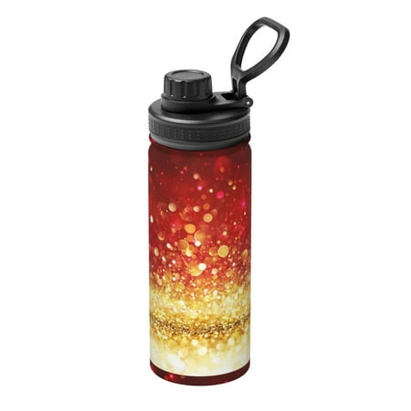 

Goofa Red Gold Glitter Print 18oz Sports Insulated Kettle With Straw Water Bottle Sports Water Bottle For Running Hiking Cycling Climbing Mans Womans