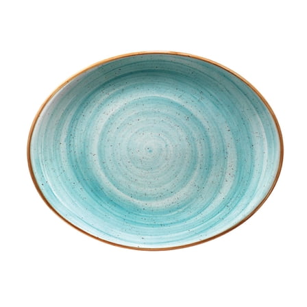 Aqua 12.25" x 9.5" x h:1" Oval Blue Porcelain Platter