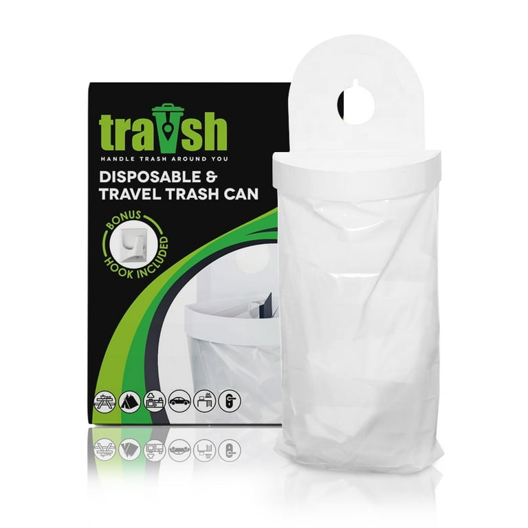 traVsh Trash Bags Small for Car Kitchen Yard Disposable Reusable Hanging Trash Can Car Backseat Portable Trash Bag 2 Gallon (Pack of 4)