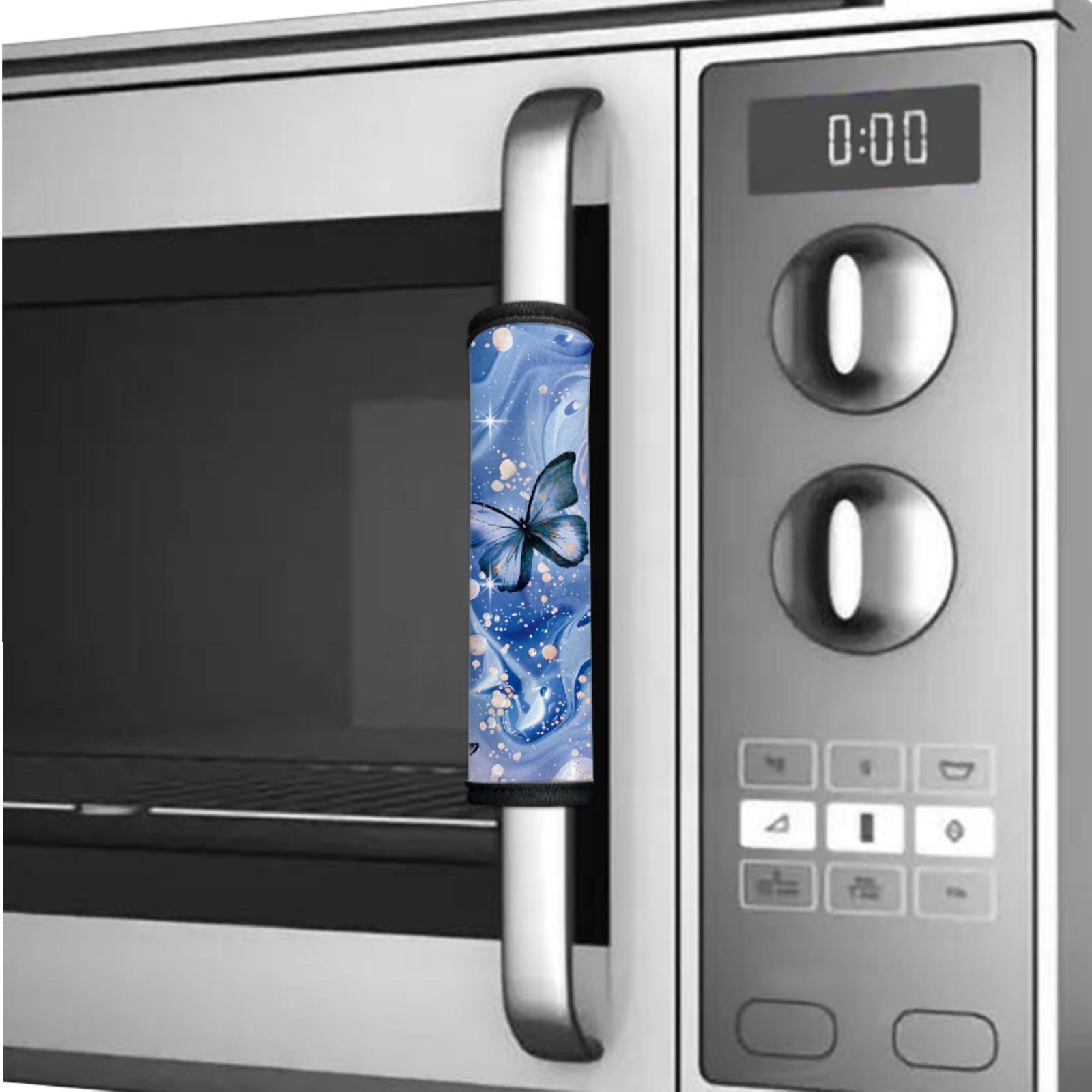 Xoenoiee 6 PCS Refrigerator Door Handle Covers Protective Kitchen Appliance Decor Fridge Microwave Oven Cozy Handle Protector Prevent Smudges Food Stains Fingerprints, Butterfly Deep Blue Marble
